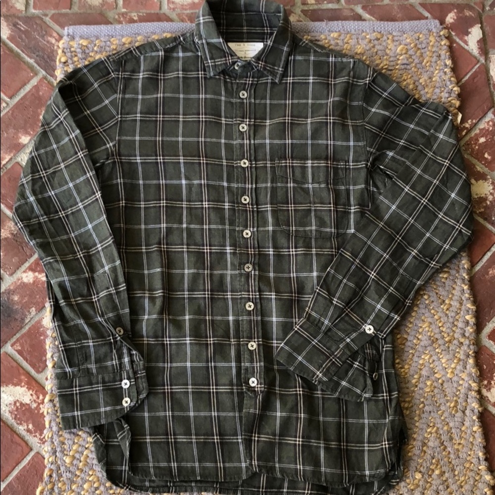 rag & bone Green Plaid Casual Button Down Shirt